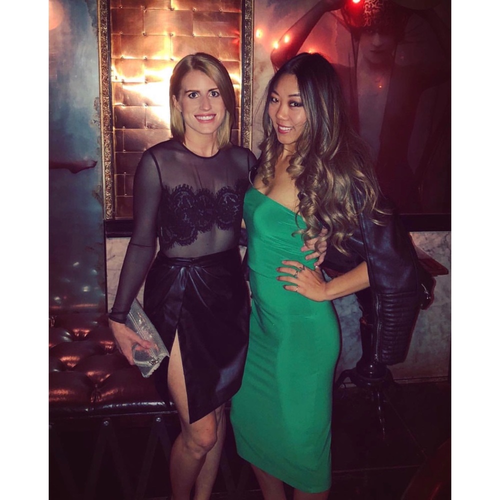 House of CB Black Faux leather Asymmetric Skirt